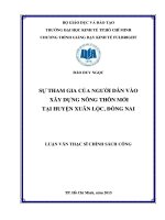 Luận văn thạc sĩ sự tham gia của người dân vào xây dựng nông thôn mới tại huyện xuân lộc, đồng nai 