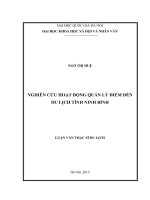 Nghiên cứu hoạt dộng quản lý điểm đến du lịch tỉnh ninh bình 