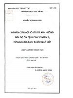 Nghiên cứu một số yếu tố ảnh hưởng đến độ ổn định của vitamin b5 trong dung dịch thuốc nhỏ mắt