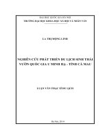 Luận văn thạc sĩ  nghiên cứu phát triển du lịch sinh thái vườn quốc gia u minh hạ   tỉnh cà mau 