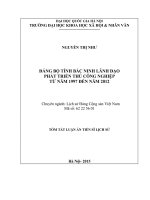 Tóm tắt luận án  đảng bộ tỉnh bắc ninh lãnh đạo phát triển thủ công nghiệp từ năm 1997 đến năm 2012 