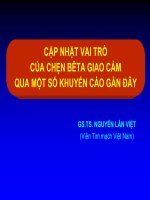 CẬP NHẬT VAI TRÒ của CHẸN BEETA GIAO cảm QUA một số KHUYẾN cáo gần đây