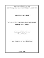 Tóm tắt luận án văn du ký nửa đầu thế kỷ XX và tiến trình hiện đại hóa văn học 
