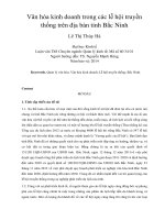 Văn hóa kinh doanh trong các lễ hội truyền thống trên địa bàn tỉnh bắc ninh