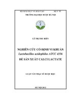 Nghiên cứu cố định vi khuẩn lactobacillus acidophilus ATCC 4356 để sản xuất calci lactate