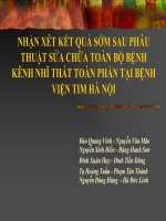 NHẬN xét kết QUẢ sớm SAU PHẪU THUẬT sửa CHỮA TOÀN bộ BỆNH KÊNH NHĨ THẤT TOÀN PHẦN tại BỆNH VIỆN TIM hà nội