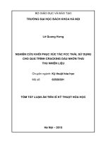 NGHIÊN CỨU KHÔI PHỤC XÚC TÁC FCC THẢI, SỬ DỤNG CHO QUÁ TRÌNH CRACKING DẦU NHỜN THẢI THU NHIÊN LIỆU