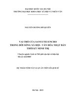 Tóm tắt luận án vai trò của sanyutei encho trong đời sống xã hội   văn hóa nhật bản thời kỳ minh trị 