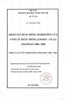 Khảo sát hoạt động marketing của công ty dược phẩm janssen   cilag giai đoạn 2006   2008