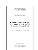 Giải pháp hoàn thiện việc định giá cổ phiếu (áp dụng thực tế cho cổ phiếu REE)