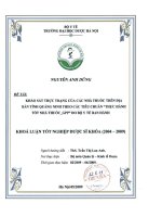 Khảo sát thực trạng của các nhà thuốc trên địa bàn tỉnh quảng ninh theo các tiêu chuẩn thực hành tốt nhà thuốc   GPP do bộ y tế ban hành