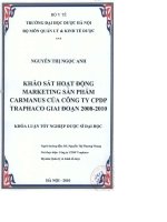 Khảo sát hoạt động marketing sản phẩm carmanus của công ty cổ phần dược phẩm traphaco giai đoạn 2008   2010