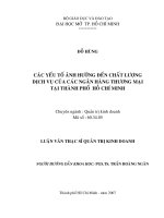 Các yếu tố ảnh hưởng đến chất lượng dịch vụ của các ngân hàng thương mại tại thành phố hồ chí minh
