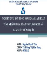 NGHIÊN cứu bán TỔNG hợp, KHẢO sát HOẠT TÍNH KHÁNG OXY hóa của FLAVONOID và dẫn XUẤT FLAVONOID từ vỏ QUÍT