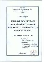 Khảo sát năng lực canh tranh của công ty cổ phần dược trung ương mediplantex giai đoạn 2005   2009