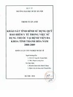 Khảo sát tình hình sử dụng quỹ bảo hiểm y tế trong việc sử dụng thuốc tại bệnh viện đa khoa tỉnh thanh hoá năm 2008   2009