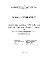 Nghiên cứu giải pháp phát triển sản xuất vải thiều theo tiêu chuẩn VietGAP tại xã Thanh Hải huyện Lục Ngạn tỉnh Bắc Giang
