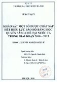 Khảo sát một số dược chất sắp hết hiệu lực bảo hộ bằng độc quyền sáng chế tại nước ta trong giai đoạn 2010   2015