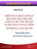 NGHIÊN cứu GIÁ TRỊ của CHỈ số e e TRƯỚC PHẪU THUẬT TIÊN LƯỢNG SUY CHỨC NĂNG THẤT TRÁI SAU PHẪU THUẬT VAN HAI lá ở BỆNH NHÂN hở HAI lá NẶNG mạn TÍNH