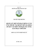 Khảo sát một số hoạt động cung ứng thuốc tại bệnh viện đa khoa huyện vân đồn tỉnh quảng ninh, giai đoạn 2008   2010