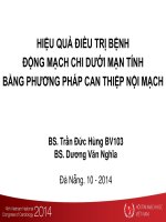 HIỆU QUẢ điều TRỊ BỆNH ĐỘNG MẠCH CHI dưới mạn TÍNH BẰNG PHUWONG PHÁP CAN THIỆP nội MẠCH