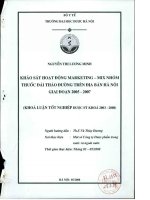 Khảo sát hoạt động marketing mix nhóm thuốc đái tháo đường trên địa bàn hà nội giai đoạn 2005 2007