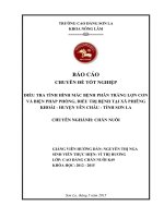 Điều tra tình hình mắc bệnh phân trắng lợn con và biện pháp phòng, điều trị bệnh tại xã phiêng khoài, huyện yên châu, tỉnh sơn la 