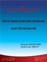 CÔNG tác CHĂM sóc của điều DƯỠNG TRÊN BỆNH NHÂN sau đặt stent động mạch vành