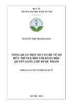 Tổng quan một số vấn đề về sở hưũ trí tuệ đối với bằng độc quyền sáng chế dược phẩm
