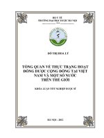 Tổng quan về thực trạng hoạt động dược cộng đồng tại việt nam và một số nước trên thế giới