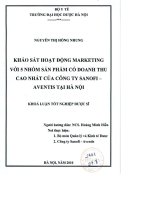 Khảo sát hoạt động marketing với 5 nhóm sản phẩm có doanh thu cao nhất của công ty sanofi   aventis tại hà nội