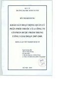 Khảo sát hoạt động quản lý phân phối thuốc của công ty cổ phần dược phẩm trung ương i giai đoạn 2007   2009