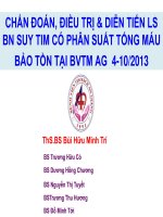 CHẨN đoán, điều TRỊ  DIỄN TIẾN LS BỆNH NHÂN SUY TIM có PHÂN SUẤT TỐNG máu bảo tồn tại BVTM AG 2013