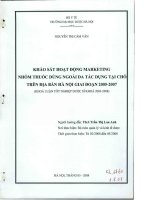 Khảo sát hoạt động marketing nhóm thuốc dùng ngoài da tác dụng tại chỗ trên địa bàn hà nội giai đoạn 2005   2007