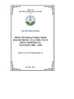 Phân tích hoạt động kinh doanh thuốc của công ty cổ phần armephaco giai đoạn 2006   2010