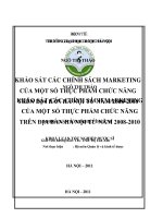 Khoả sát các chính sách marketing của một số thực phẩm chức năng trên địa bàn hà nội từ năm 2008   2010