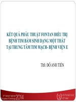 KẾT QUẢ PHẪU THUẬT FONTAN điều TRỊ BỆNH TIM bẩm SINH DẠNG một THẤT tại TRUNG tâm TIM MẠCH  BỆNH VIỆN e