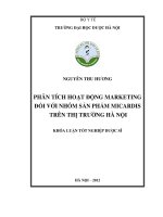 Phân tích hoạt động marketing đối với nhóm sản phẩm micadis trên thị trường hà nội