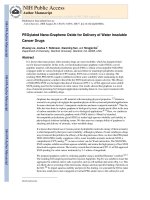 PEGylated nano graphene oxide for delivery of water insoluble