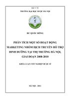 Phân tích một số hoạt động marketing nhóm dịch truyền hỗ trợ dinh dưỡng tại thị trường hà nội, giai đoạn 2008   2010