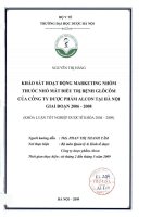 Khảo sát họat động marketing nhóm thuốc nhỏ mắt điều trị bệnh glôcôm của công ty dược phẩm alcon tại hà nội giai đoạn 2006   2008
