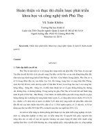 Hoàn thiện và thực thi chiến lược phát triển khoa học và công nghệ tỉnh phú thọ 