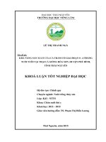Khả năng sản xuất của cá trắm cỏ giai đoạn 0   4 tháng tuổi nuôi tại trại cá giống hòa sơn   huyện phú bình   tỉnh thái nguyên