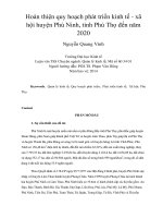 Hoàn thiện quy hoạch phát triển kinh tế   xã hội huyện phù ninh, tỉnh phú thọ đến năm 2020 