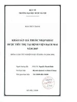 Khảo sát giá thuốc nhập khẩu được tiêu thụ tại bệnh viện bạch mai năm 2007