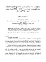 Đầu tư trực tiếp nước ngoài (FDI) vào malaysia giai đoạn 2000   2010 và bài học kinh nghiệm đối với việt nam 