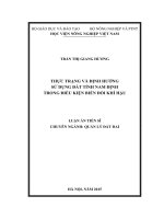 Thực trạng và định hướng sử dụng đất tỉnh nam định trong điều kiện biến đổi khí hậu