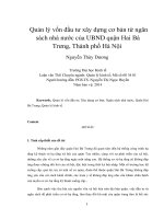 Quản lý vốn đầu tư xây dựng cơ bản từ ngân sách nhà nước của UBND quận hai bà trưng, thành phố hà nội 