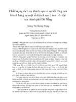 Chất lượng dịch vụ khách sạn và sự hài lòng của khách hàng tại một số khách sạn 3 sao trên đại bàn thành phố đà nẵng 