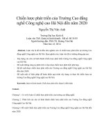 Chiến lược phát triển của trường cao đẳng nghề công nghệ cao hà nội đến năm 2020 